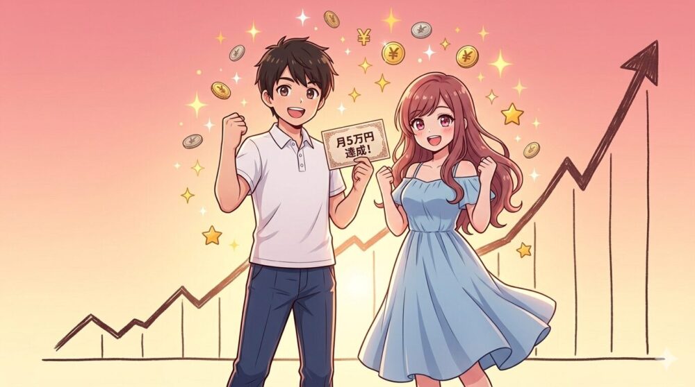 月5万円達成 ガッツポーズ