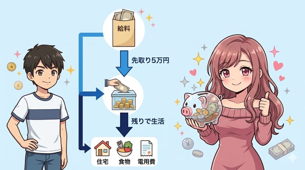 先取り貯金の仕組みフロー図