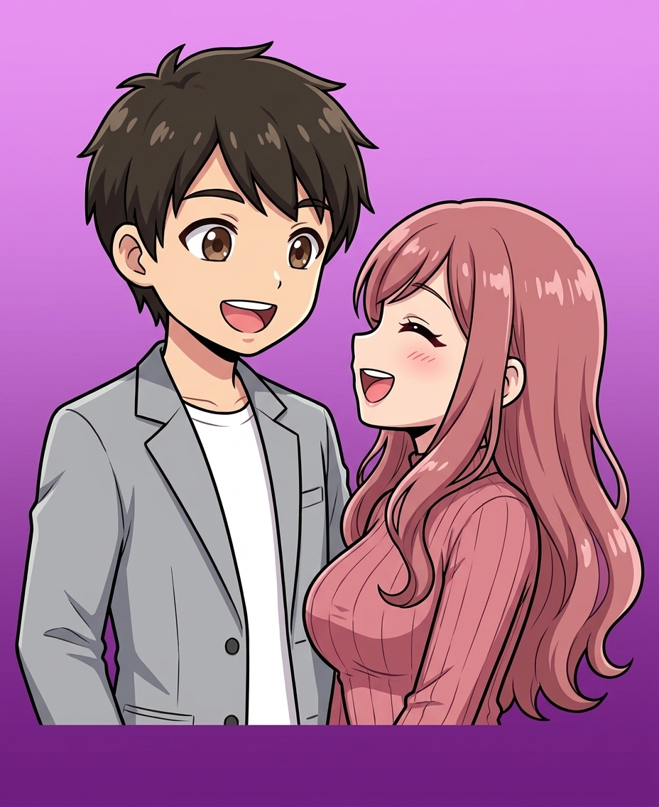 コウタとルナが仲良く話している様子