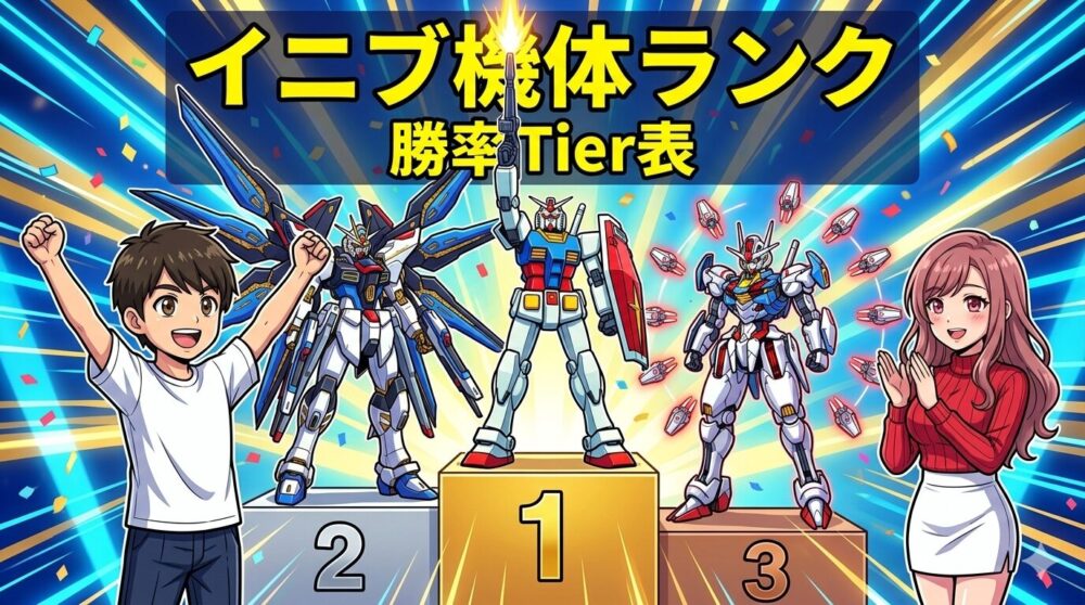 イニブ機体ランク 勝率Tier表 表彰台 1位ガンダム 2位マイティーストライクフリーダム 3位エアリアル