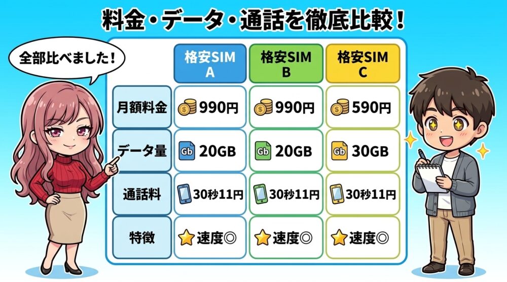 格安SIM全社比較表