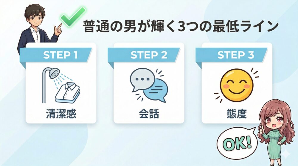 鏡の前で身だしなみをチェックしている男性のイラスト