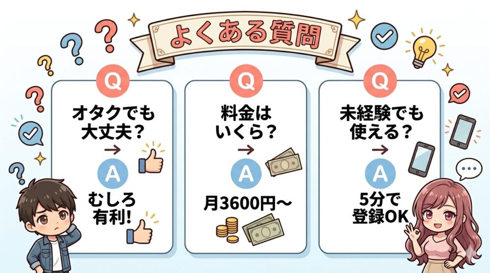 マッチングアプリのよくある質問Q&A図解