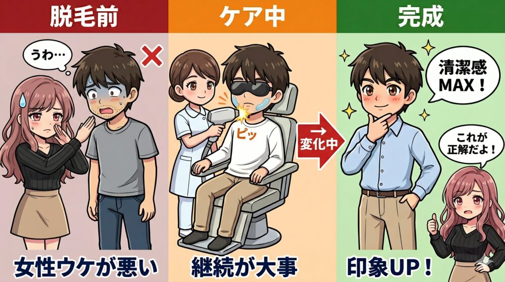 ヒゲ脱毛とスキンケア｜肌を整える3ステップ