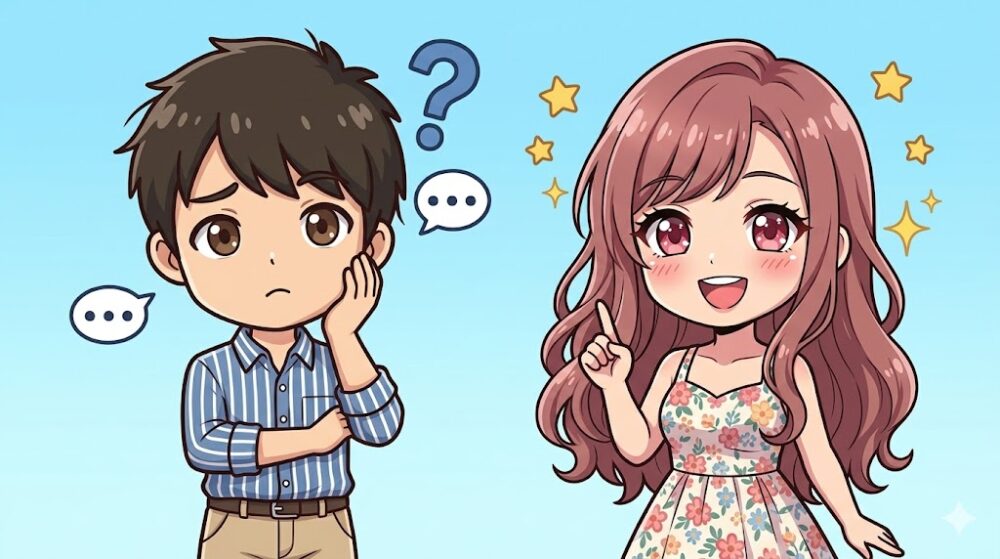 コウタが疑問を持ちルナが答えるFAQのイラスト