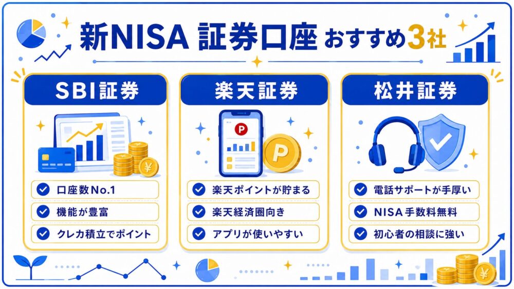 新NISA証券口座 SBI・楽天・松井 比較
