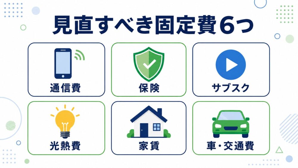 見直すべき固定費の項目一覧（通信費・保険・サブスク・光熱費・家賃等）