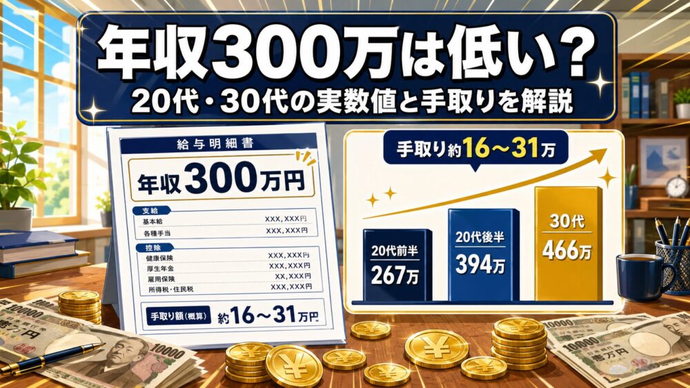 年収300万は低いか比較したアイキャッチ
