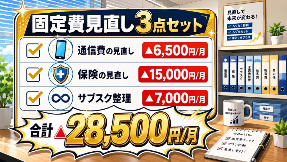 固定費見直しで余白を作る 節約のイメージ