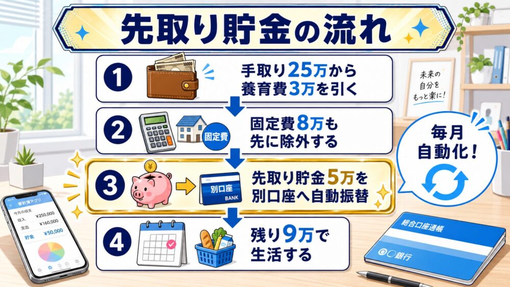 先取り貯金の流れ フロー図