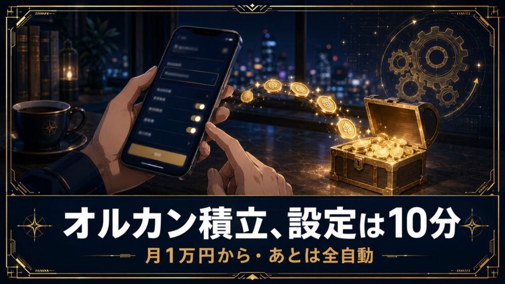 オルカン積立の設定は10分 月1万円からあとは全自動 スマホで積立設定するアイキャッチ