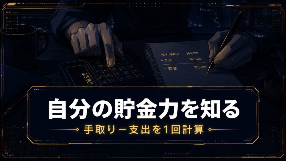 自分の貯金力を知る 手取り−支出を1回計算