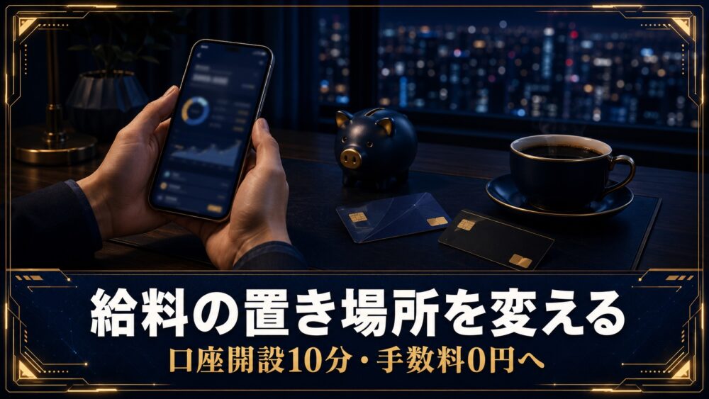 給料の置き場所を変える 口座開設10分・手数料0円へのアイキャッチ