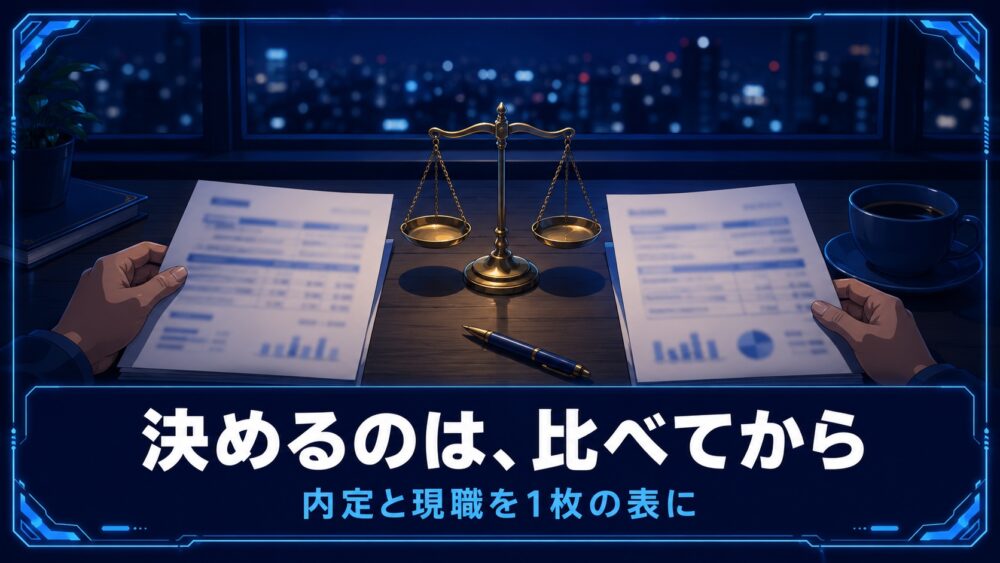 決めるのは比べてから 内定と現職を1枚の表にのアイキャッチ