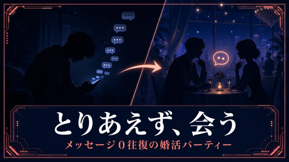 マッチングアプリのメッセージ疲れは婚活パーティーで解決するアイキャッチ