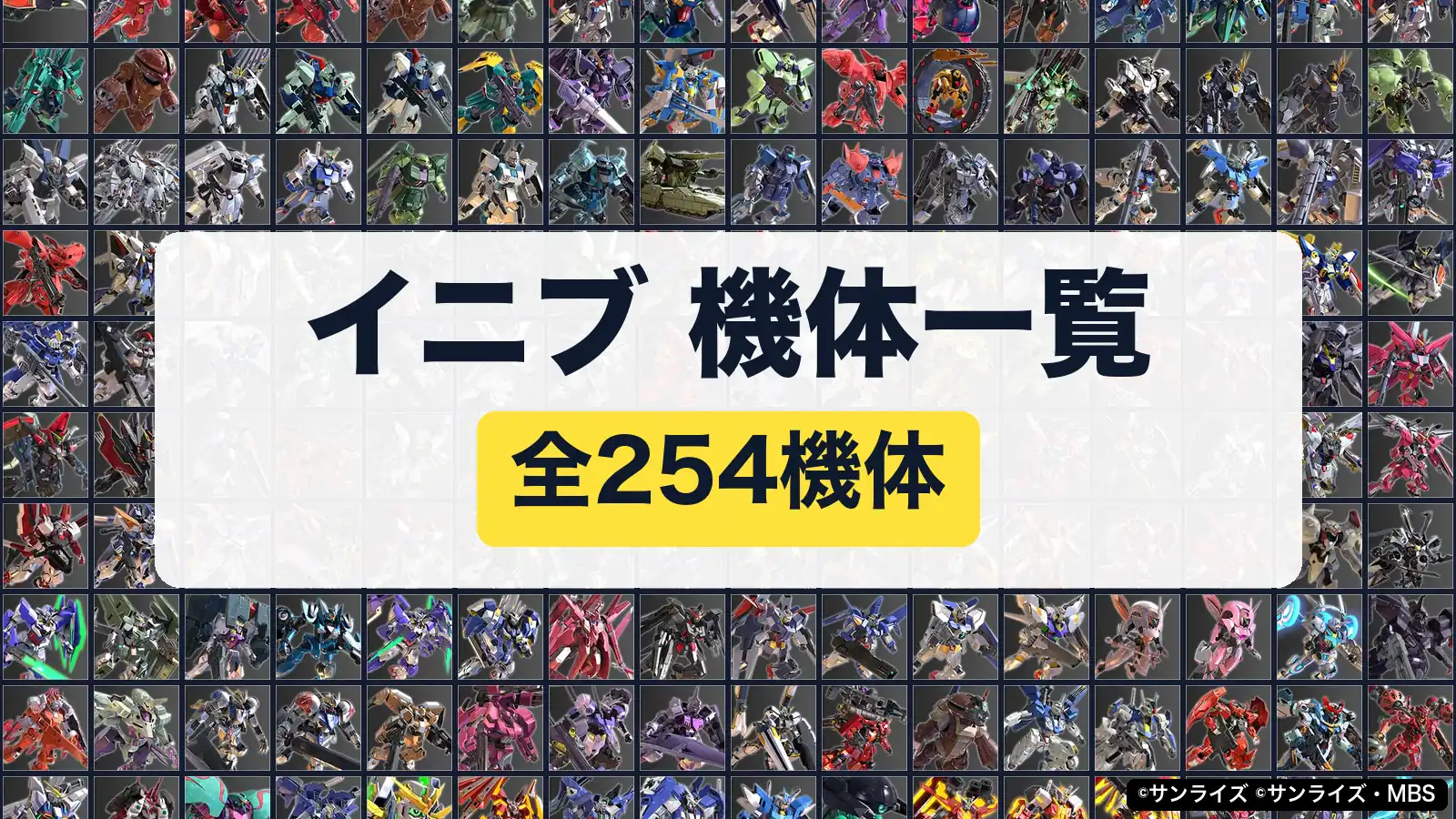 イニブ 機体一覧 全254機体（公式の機体画像を並べたアイキャッチ）